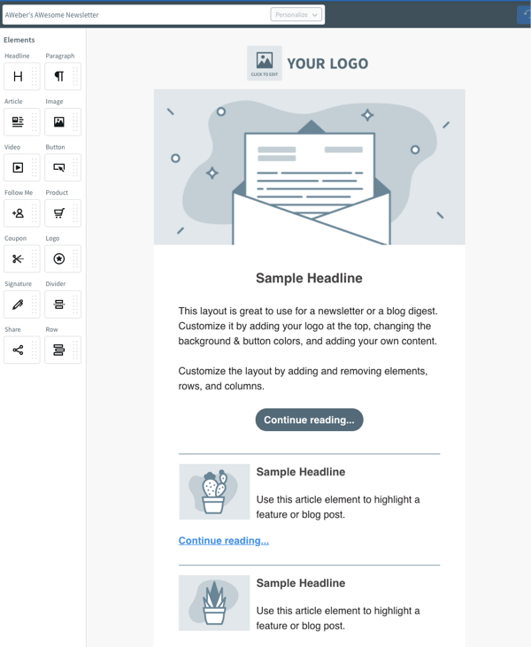Aweber e il suo editor